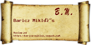 Baricz Miklós névjegykártya